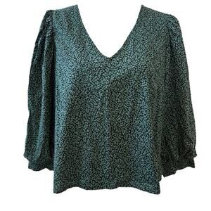 A New Day Green Black Blouse Large